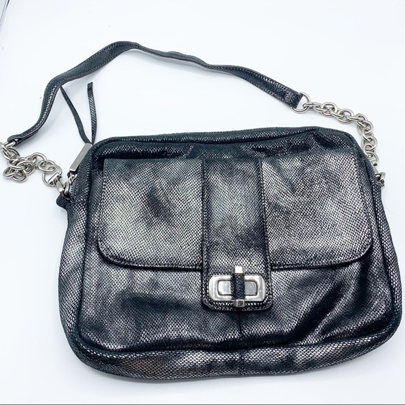 b. makowsky Handbags - B. Makowsky silver Shimmer Bag Black Chain Strap